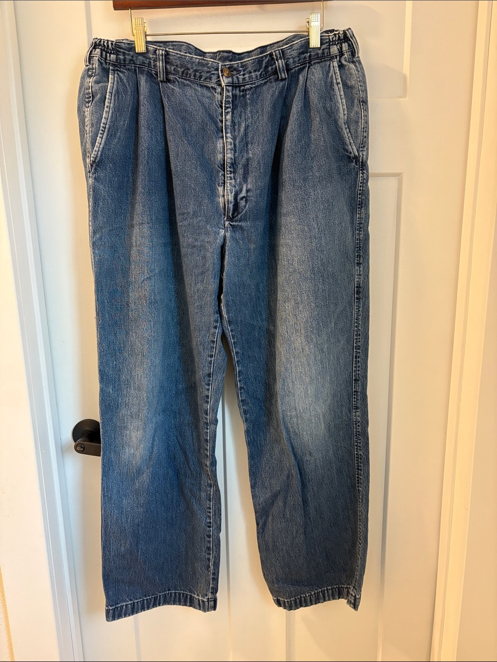 Haggar Generations Pleated Denim Jeans Mens 38x32 100% Cotton
